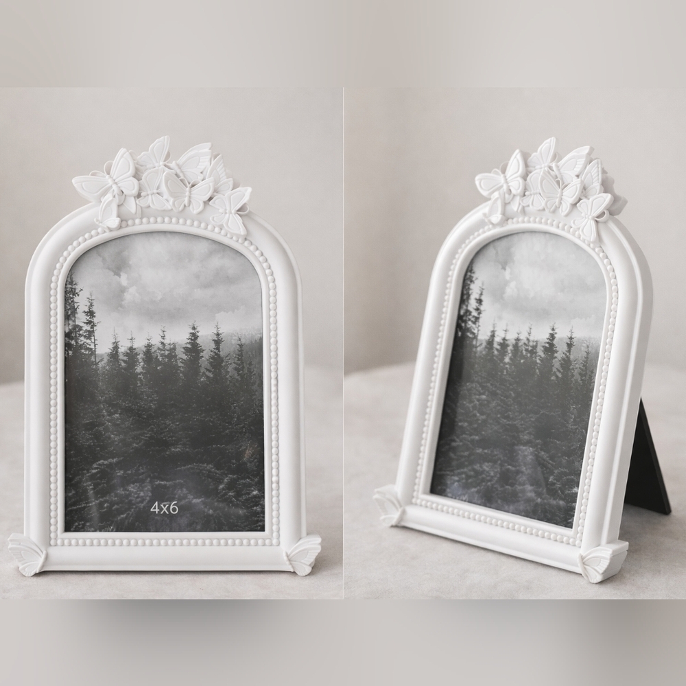 White Butterfly Decorative Photo Frame – 4x6 – Shabby Chic Cottage Style